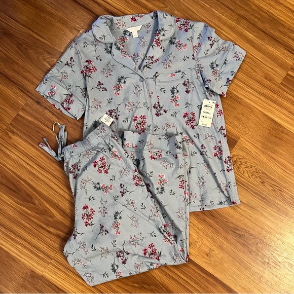 Charter Club 2pc Pajamas Rain Dance Floral Blue S Nwt - Picture 3 of 8
